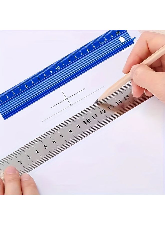 2 Pcs Aluminum Alloy Ruler Set 7.87 Inch and 11.81 Inch Anti Slip Woodworking Measuring Tool - Image 1
