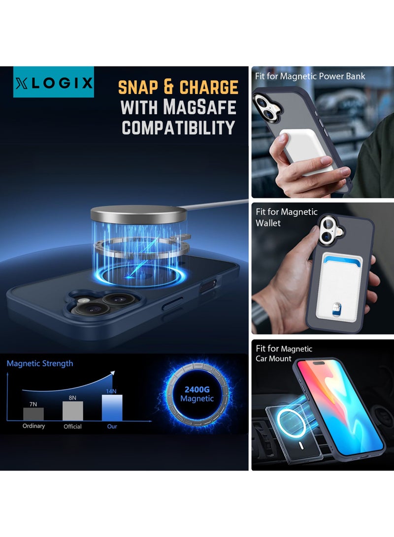 XLogix FrostX for iPhone 16 Case, Frosted Blue - Slim Protective Cover with MagSafe Compatibility | Shockproof & Scratch-Resistant Design, FrostX Series - Image 4