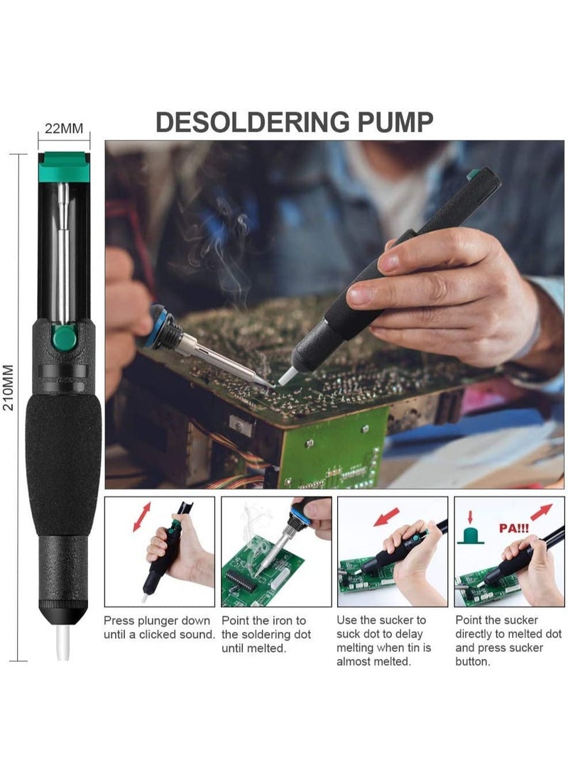 ELIKLIV Soldering Iron Kit Electronics, 21-in-1, 60W LCD Adjustable Temperature Soldering Iron, 5pcs Soldering Iron Tips, Soldering Iron Stand, Desoldering Pump, Magnifier, Solder Wire, Tweezers, PU Carry Bag , Ideal for Electrical Work - Image 4