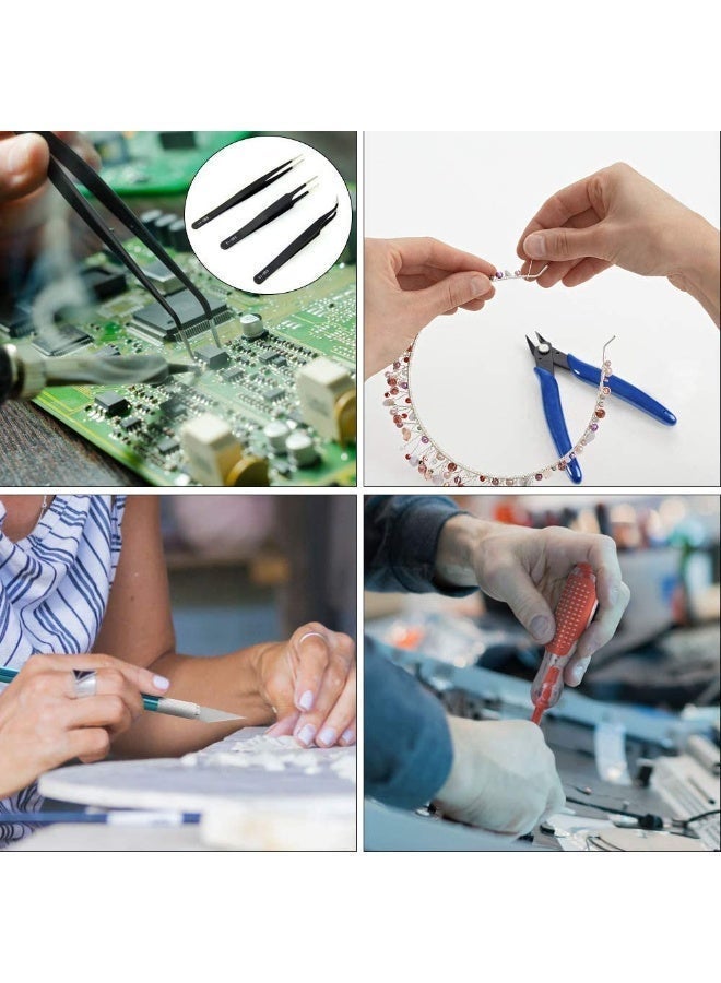 ELIKLIV Soldering Iron Kit Electronics, 21-in-1, 60W LCD Adjustable Temperature Soldering Iron, 5pcs Soldering Iron Tips, Soldering Iron Stand, Desoldering Pump, Magnifier, Solder Wire, Tweezers, PU Carry Bag , Ideal for Electrical Work - Image 3