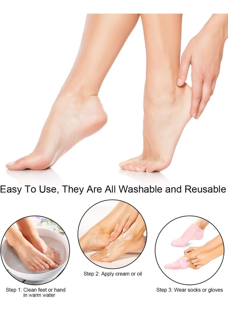2 Pair Of Silicone Moisturizing Foot Socks – Soft Gel Spa Socks with Aloe, Anti-Slip Reusable Socks for Dry & Cracked Feet Care for Women - Image 4