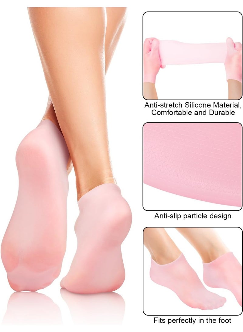2 Pair Of Silicone Moisturizing Foot Socks – Soft Gel Spa Socks with Aloe, Anti-Slip Reusable Socks for Dry & Cracked Feet Care for Women - Image 3