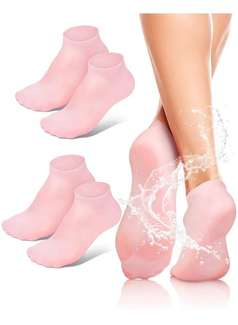 2 Pair Of Silicone Moisturizing Foot Socks – Soft Gel Spa Socks with Aloe, Anti-Slip Reusable Socks for Dry & Cracked Feet Care for Women - Image 1