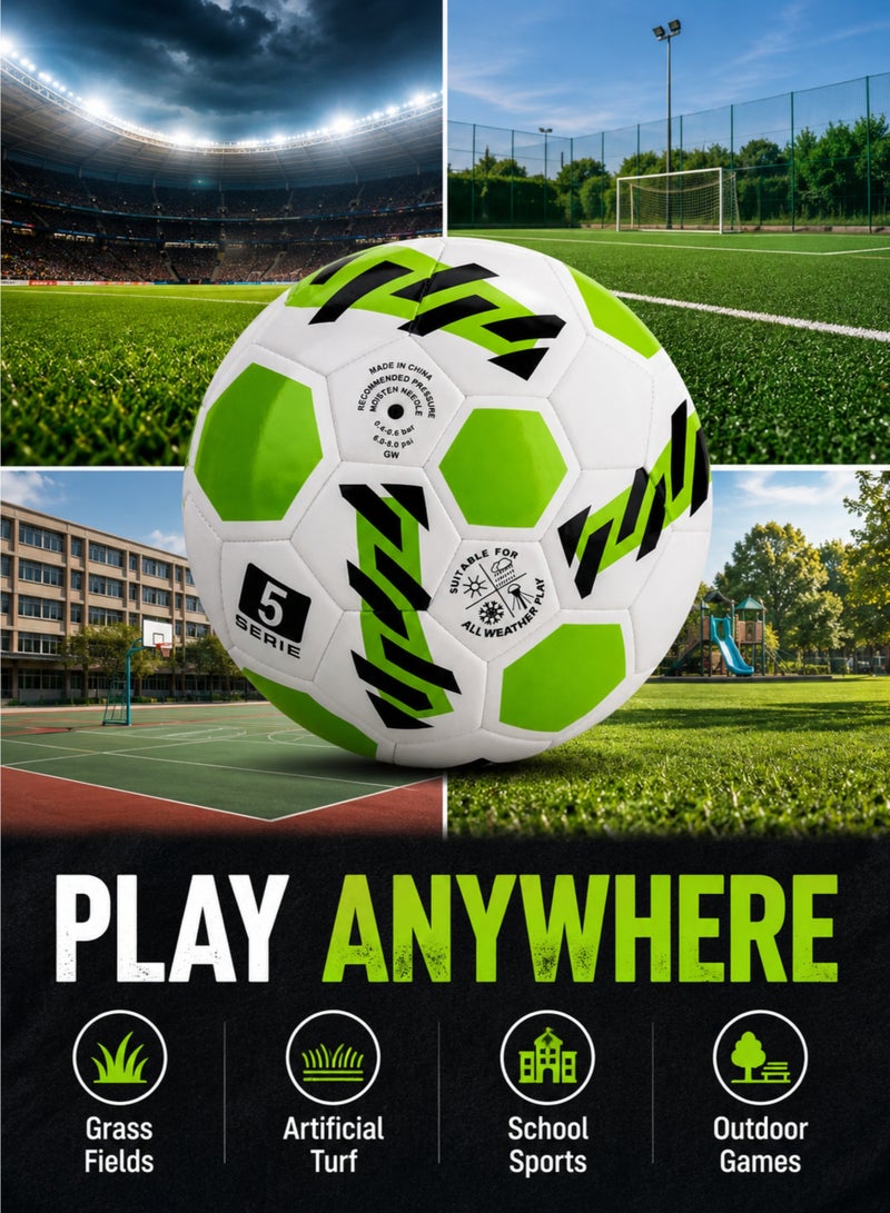Size 5 Football Soccer Ball, PU Machine Stitched, All Weather Training Ball for Kids & Adults - Image 3