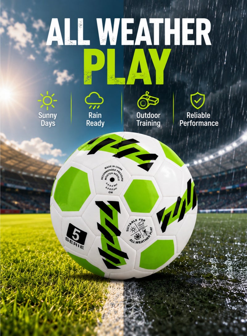Size 5 Football Soccer Ball, PU Machine Stitched, All Weather Training Ball for Kids & Adults - Image 4