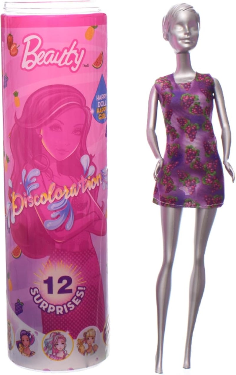 باربي دمية جميلة متغيرة اللون من البلاستيك تحتوي على إسفنجة مع خصلات شعر ملونة وإكسسوارات تضيف المزيد من الترفيه للفتيات مجموعة من 13 قطعة - متعددة الألوان