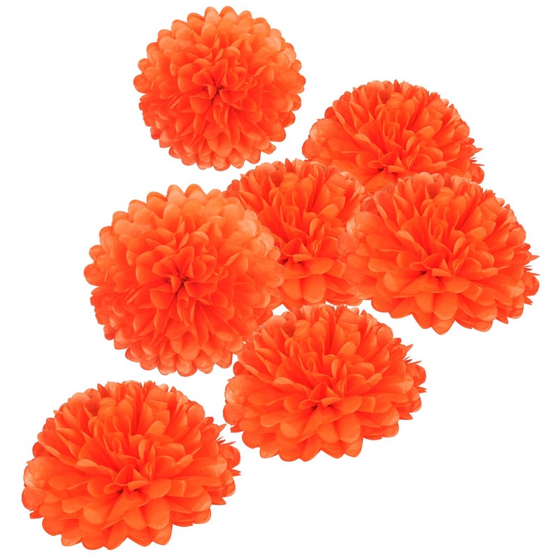 MISU 10 Orange Tissue Pom Poms DIY Tissue Paper Flowers for Birthday Wedding Baby Shower Tea Party Dessert Table Decoration Pack of 18