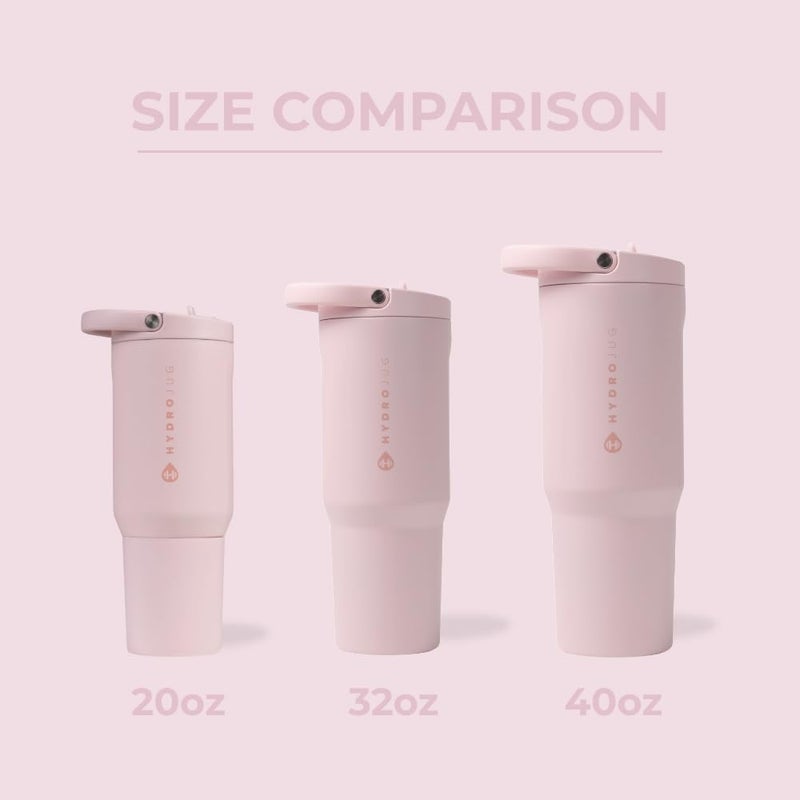 HydroJug Sport - Stainless Steel Tumbler with Straw, Vacuum Insulated, 40oz Leakproof Water Bottle, Ergonomic Design, Reusable, Dishwasher Safe, Rubber Base, Durable for Gym or Outdoors, Pink Sand - Image 4