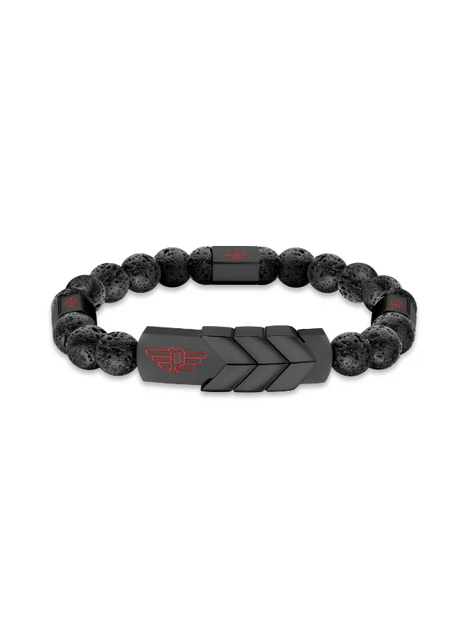 POLICE Valorious Black Lava Beads Bracelet for Men 200mm