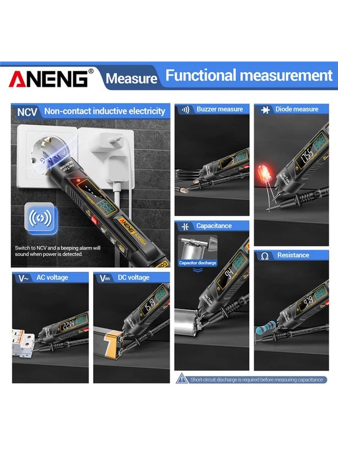 المقياس المتعدد الرقمي ANENG A3006A بعداد 4000، فاحص NCV، الصمام الثنائي، المكثف، الفولت، الأوم، الهرتز - Image 4