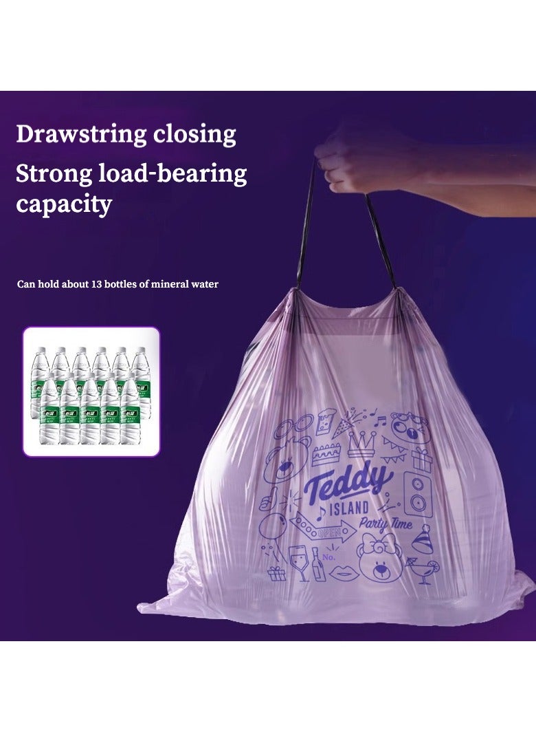 Teddy Thickened Drawstring Trash Bags - 100 Count/Roll, Eco-Friendly PE Material, Hand-Carry Closure Design  - Image 3