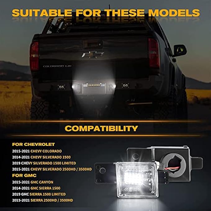 MAKINGTEC 2 Packs Led License Plate Light Rear Tag Lamp License Plate Lamp Assembly License Plate Lamp Led Tag Light Led Tag Lamp For 20142021 Chevy Silverado Gmc Sierra 1500 2500Hd 3500Hd 6000K White - Image 2