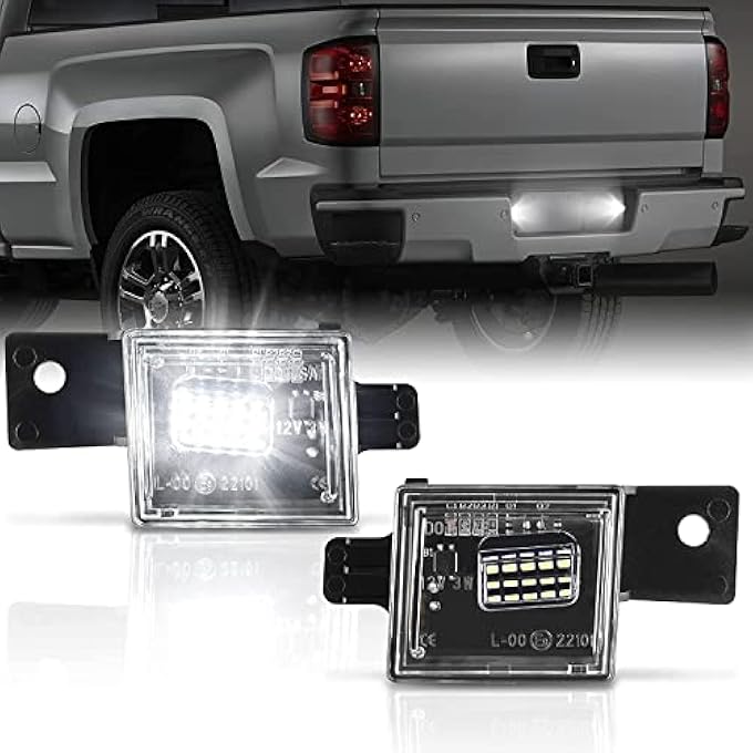 MAKINGTEC 2 Packs Led License Plate Light Rear Tag Lamp License Plate Lamp Assembly License Plate Lamp Led Tag Light Led Tag Lamp For 20142021 Chevy Silverado Gmc Sierra 1500 2500Hd 3500Hd 6000K White - Image 1