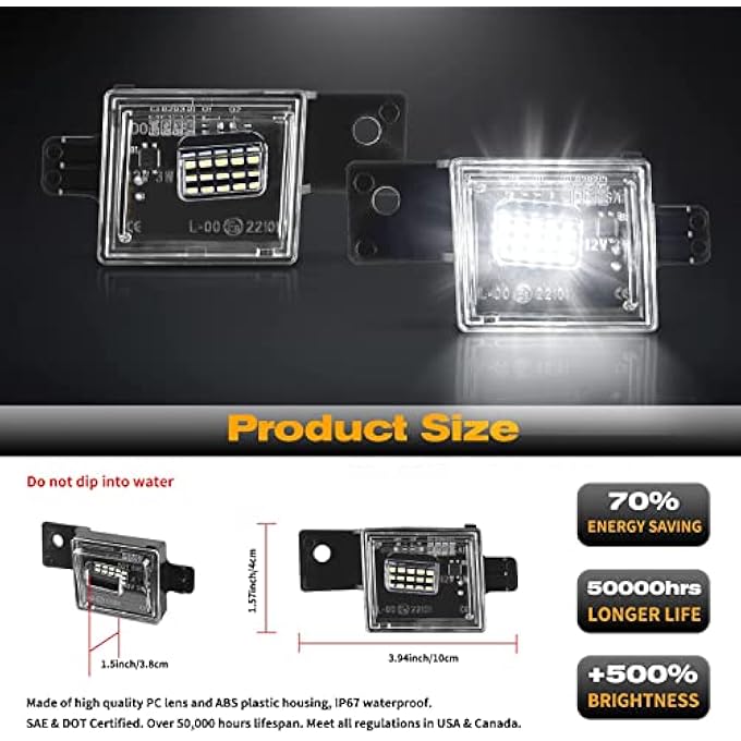 MAKINGTEC 2 Packs Led License Plate Light Rear Tag Lamp License Plate Lamp Assembly License Plate Lamp Led Tag Light Led Tag Lamp For 20142021 Chevy Silverado Gmc Sierra 1500 2500Hd 3500Hd 6000K White - Image 5