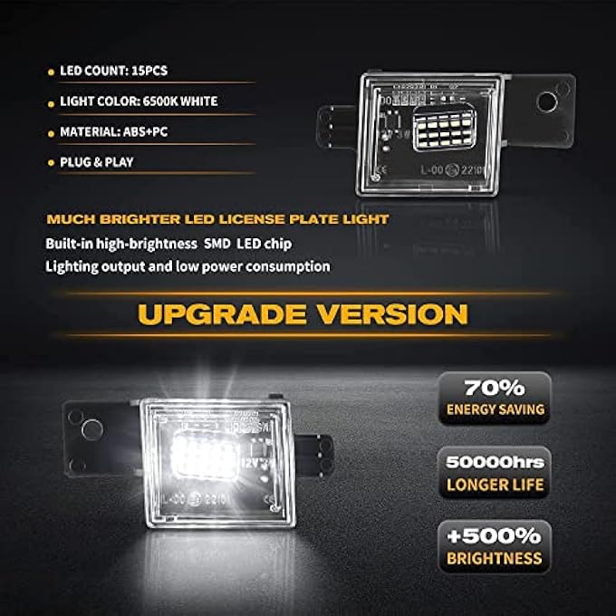 MAKINGTEC 2 Packs Led License Plate Light Rear Tag Lamp License Plate Lamp Assembly License Plate Lamp Led Tag Light Led Tag Lamp For 20142021 Chevy Silverado Gmc Sierra 1500 2500Hd 3500Hd 6000K White - Image 4