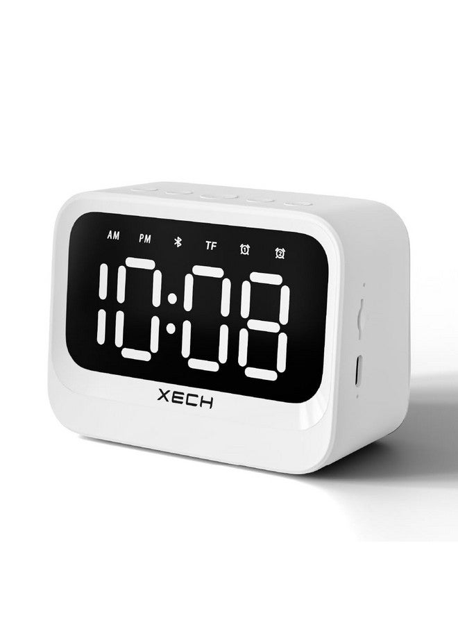 Xech ساعة تنبيه بلاستيكية Xech للطلاب والنائمين بعمق، ساعة رقمية صغيرة مع مكبر صوت، إنذار مزدوج، تعمل بالطاقة USB C، إنذار عالي الصوت للطاولة، للأطفال، غرفة النوم، الدراسة (Eon) (بيضاء)، 3.81 سم، 10.8 سم - Image 1