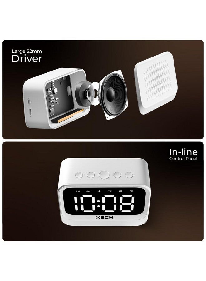 Xech ساعة تنبيه بلاستيكية Xech للطلاب والنائمين بعمق، ساعة رقمية صغيرة مع مكبر صوت، إنذار مزدوج، تعمل بالطاقة USB C، إنذار عالي الصوت للطاولة، للأطفال، غرفة النوم، الدراسة (Eon) (بيضاء)، 3.81 سم، 10.8 سم - Image 5