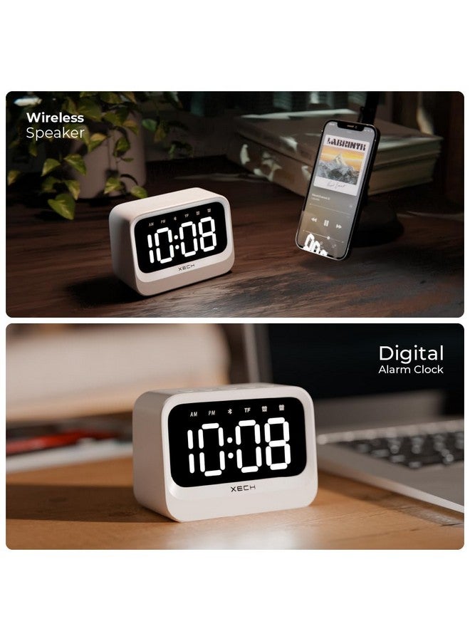 Xech ساعة تنبيه بلاستيكية Xech للطلاب والنائمين بعمق، ساعة رقمية صغيرة مع مكبر صوت، إنذار مزدوج، تعمل بالطاقة USB C، إنذار عالي الصوت للطاولة، للأطفال، غرفة النوم، الدراسة (Eon) (بيضاء)، 3.81 سم، 10.8 سم - Image 2