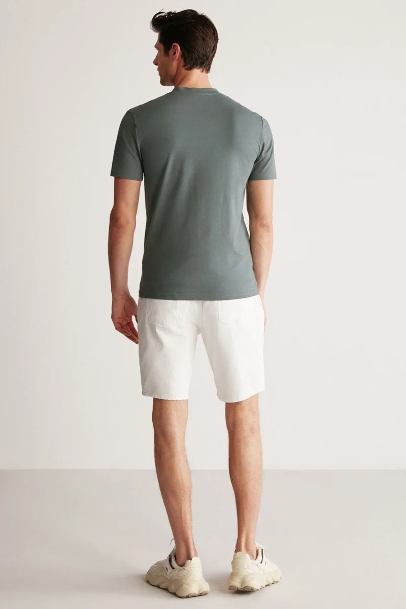 GRIMELANGE Chad Men's Slim Fit Ultra Flexible Green T-shirt