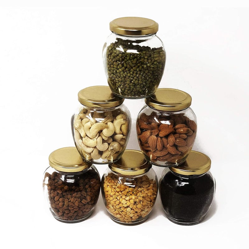 Cloudsell Picasso Glass Jars with Airtight Lid Gold400 ml 6 - Image 5