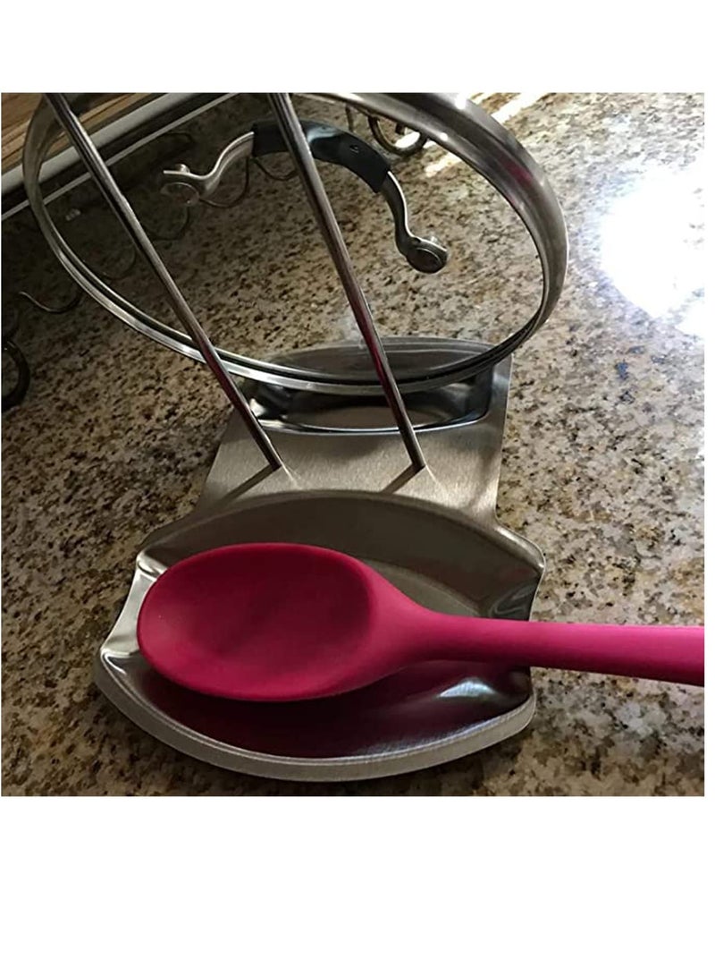 Zikra Spoon Rest and Pot Lid Holder, Stainless Steel Pan Pot Cover Lid Rack Shelf Stand Holder Spoon Holder Utensil Rest Stove Organizer Storage Soup Spoon Rests Kitchen Tool - Image 5