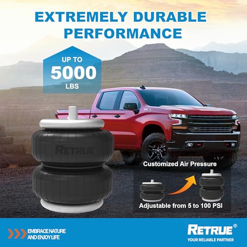 RETRUE Rear Air Bags Suspension Kit for 2007-2018 Chevrolet Chevy Silverado GMC Sierra 1500 Truck Towing, 5000 Lbs of Load Leveling Capacity, Replacement for Firestone 2430 Ride Rite Airbags - Image 4