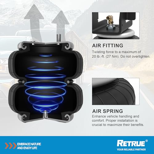 RETRUE Rear Air Bags Suspension Kit for 2007-2018 Chevrolet Chevy Silverado GMC Sierra 1500 Truck Towing, 5000 Lbs of Load Leveling Capacity, Replacement for Firestone 2430 Ride Rite Airbags - Image 5