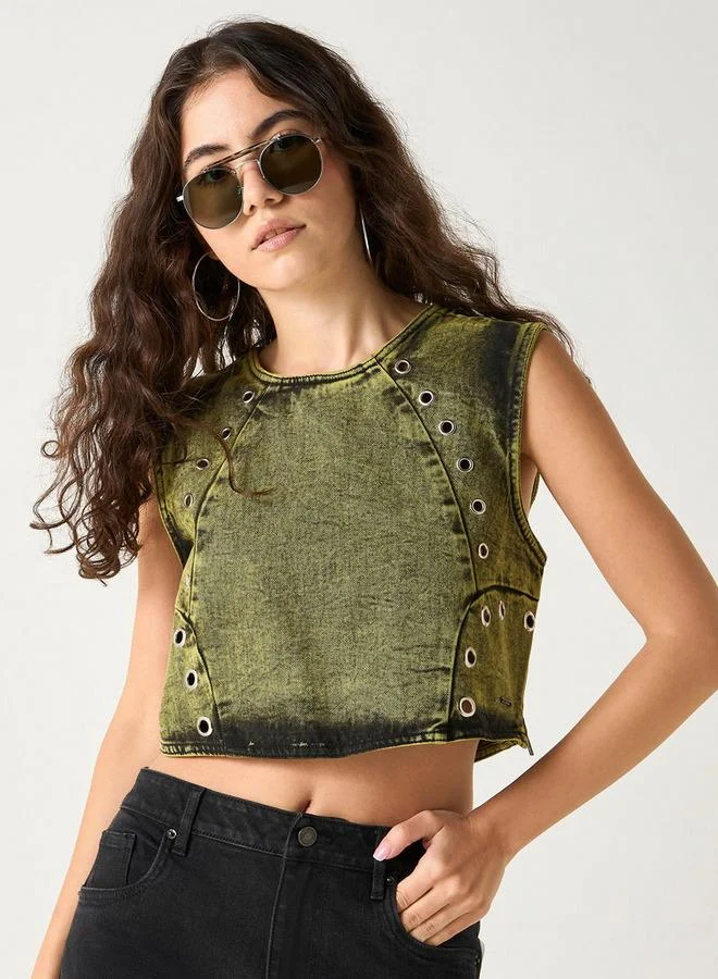 Lee Cooper Rivet Detail Sleeveless Cotton Top