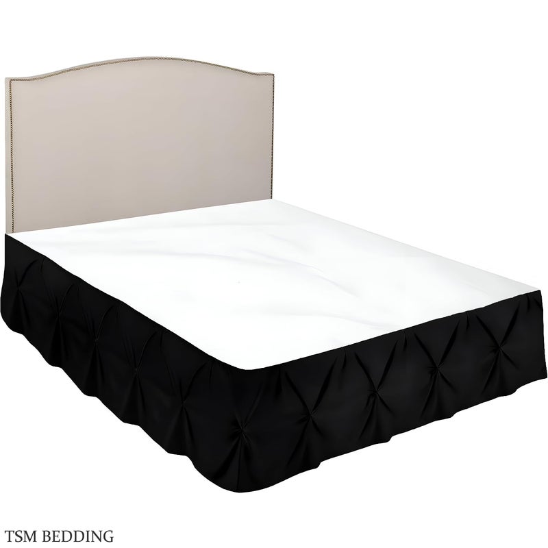 TSM BEDDING Pinch BedSkirt Pintuck Pleated Bed Skirt Tailored Drop Easy Fit Dust Ruffle 100 Microfiber Soft WrinkleFree Box Pleated Bed Skirts Black Queen Size 60x78 18 Inch Drop - Image 4
