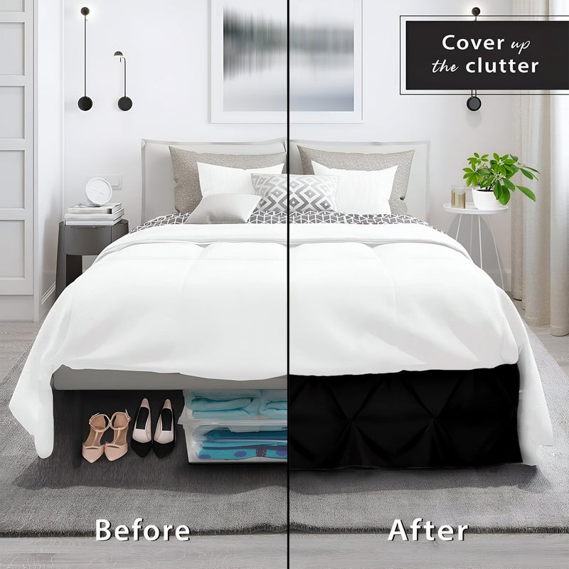 TSM BEDDING Pinch BedSkirt Pintuck Pleated Bed Skirt Tailored Drop Easy Fit Dust Ruffle 100 Microfiber Soft WrinkleFree Box Pleated Bed Skirts Black Queen Size 60x78 18 Inch Drop - Image 5