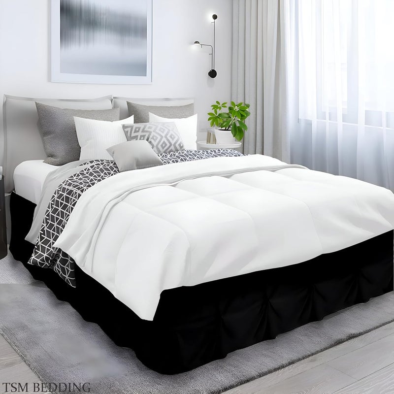 TSM BEDDING Pinch BedSkirt Pintuck Pleated Bed Skirt Tailored Drop Easy Fit Dust Ruffle 100 Microfiber Soft WrinkleFree Box Pleated Bed Skirts Black Queen Size 60x78 18 Inch Drop - Image 3