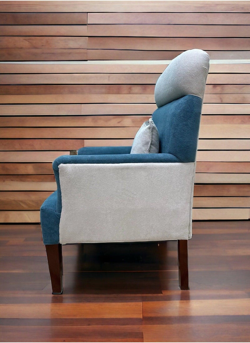 Wooden Twist - Wooden Twist Home Decor Teak Wood Boucle Fabric Sofa Set 3+1+1 with 4 Cushions Elegant Living Room - Image 1