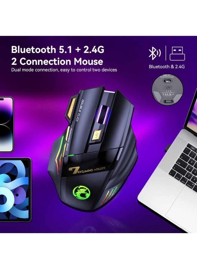 iMICE GW-X7 Wireless Gaming Mouse 3200 DPI – Rechargeable RGB Mouse with 2.4GHz Connection, Ergonomic Design & 7D Buttons for Gaming & Laptop - Image 2