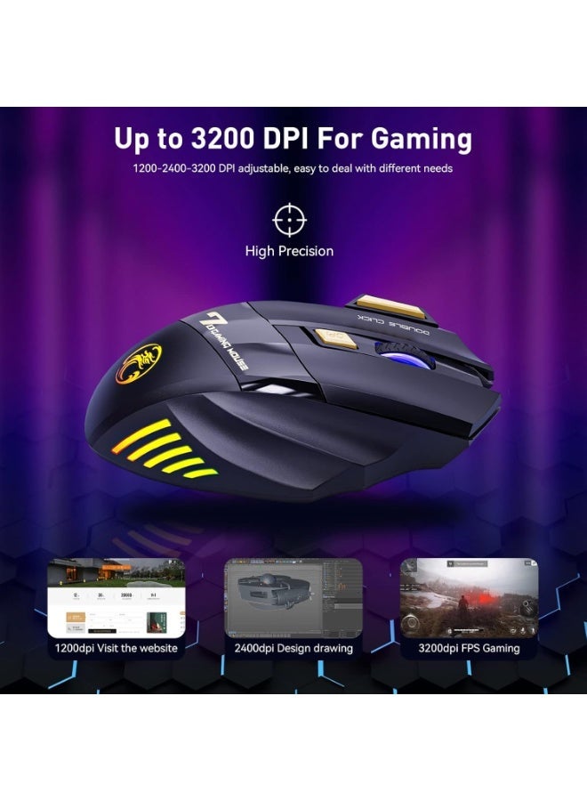iMICE GW-X7 Wireless Gaming Mouse 3200 DPI – Rechargeable RGB Mouse with 2.4GHz Connection, Ergonomic Design & 7D Buttons for Gaming & Laptop - Image 3