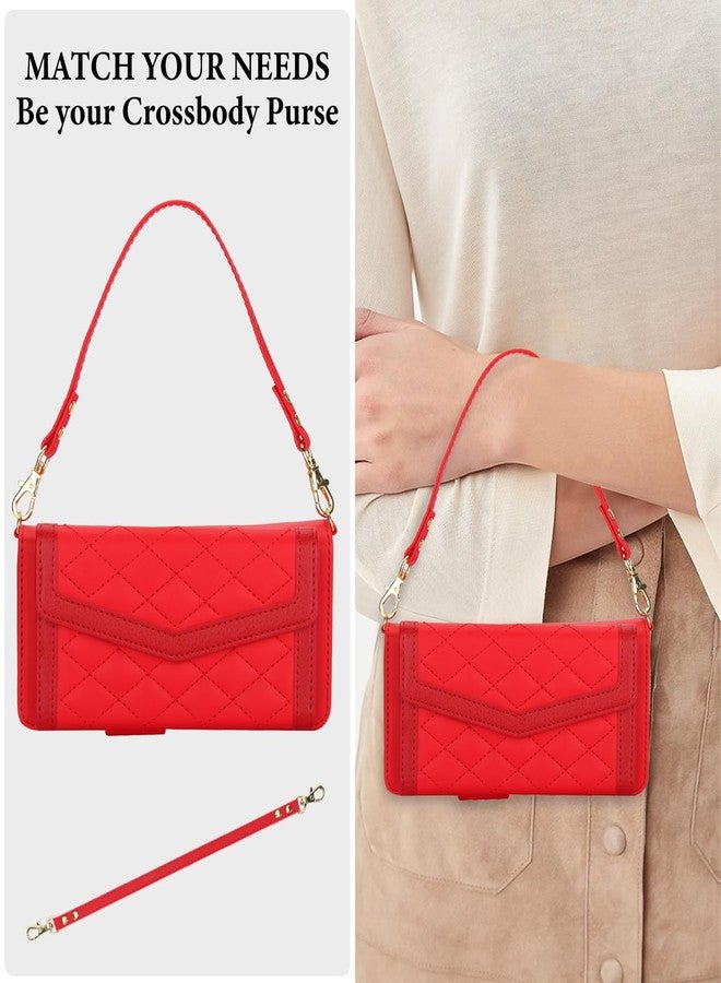 أسو ويش جراب هاتف Asuwish لهاتف سامسونج جالاكسي زد فولد 4 5G 2022، غطاء محفظة للهاتف مزود بحماية RFID، وحامل لبطاقات الائتمان، وحزام كتف، وحامل حقيبة، ومناسب للرجال والنساء والفتيات، باللون الأحمر. - Image 5