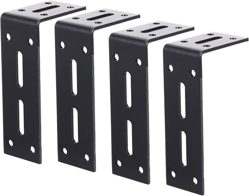 LABRIMP 4pcs L-Shaped Right Angle Cabinet Corner Brackets Furniture Accessories Thickened Wide Shelf Support Braces 120x60x40mm Black for Wood Shelves and Cabinets - Image 1