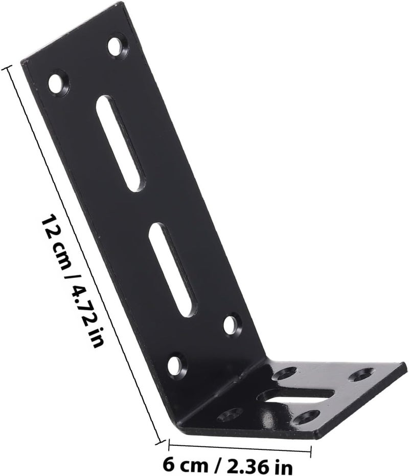 LABRIMP 4pcs L-Shaped Right Angle Cabinet Corner Brackets Furniture Accessories Thickened Wide Shelf Support Braces 120x60x40mm Black for Wood Shelves and Cabinets - Image 2