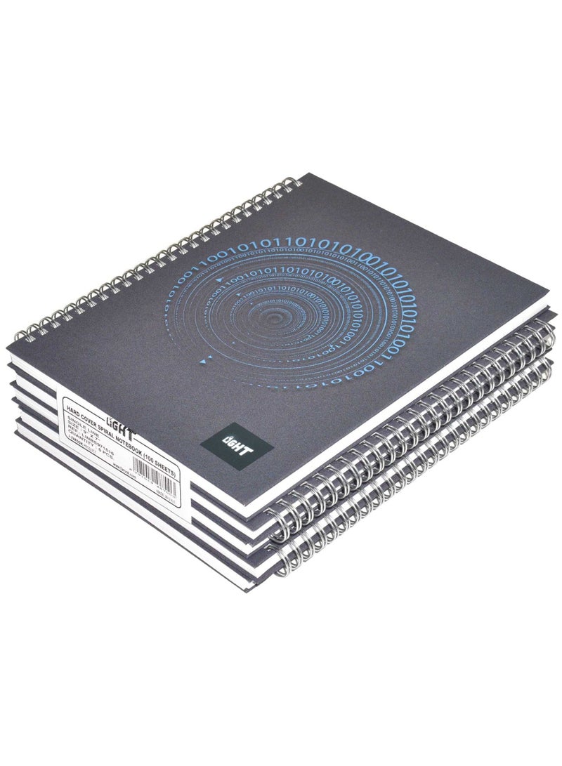 FIS LIGHT Pack of 5  Spiral Hard Cover Notebook Single Line, 9X7 Inches (22.86 X 20.32 CM), 100 Sheets -LINBS971516 - Image 1