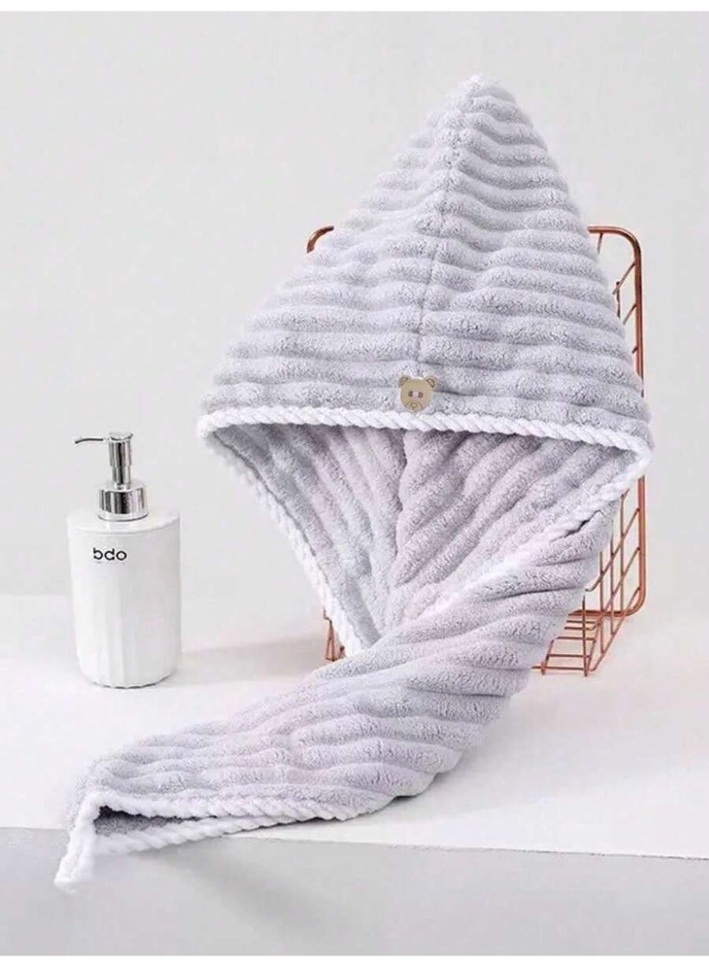 Grey Microfiber Hair Drying Towel Cap – Ultra-Soft Quick-Dry Hair Wrap for Smooth & Frizz-Free Hair