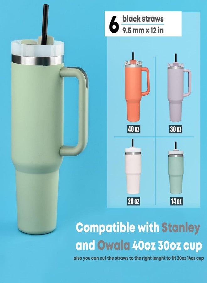ALINK [DISHWASHER SAFE] 6 Pack Replacement Straws for Stanley 40 oz 30 oz Cup Tumbler, 12 inch Long Black Reusable Plastic Straws with Brush, Compatible Accessories Drinking Straws for Stanley, BPA FREE - Image 3