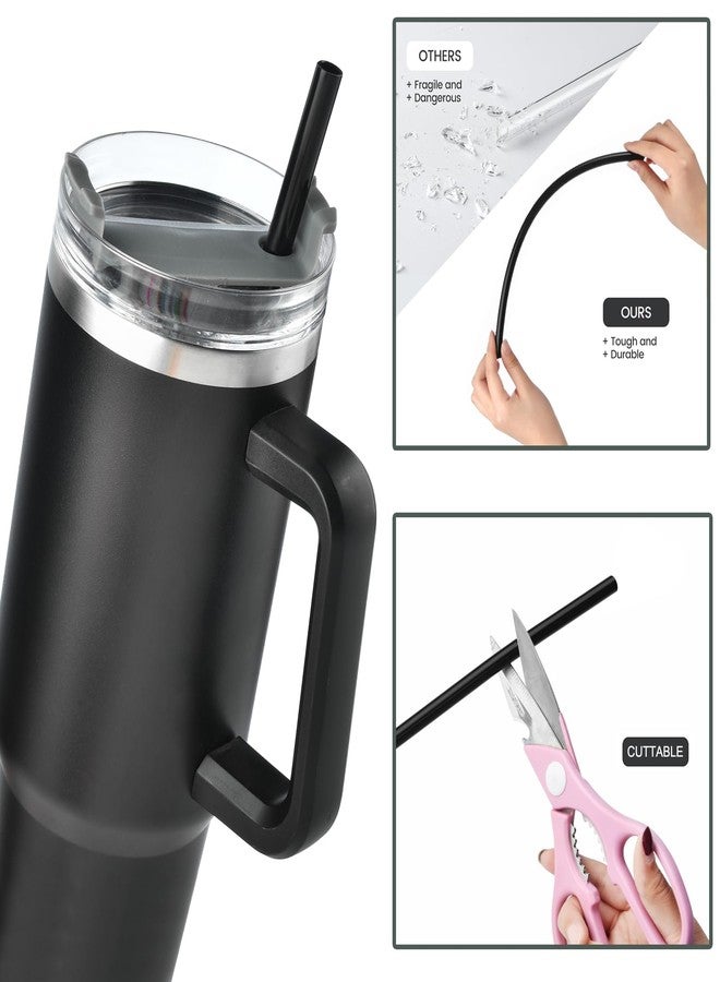 ALINK [DISHWASHER SAFE] 6 Pack Replacement Straws for Stanley 40 oz 30 oz Cup Tumbler, 12 inch Long Black Reusable Plastic Straws with Brush, Compatible Accessories Drinking Straws for Stanley, BPA FREE - Image 4