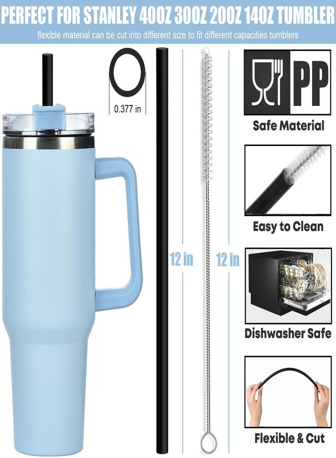 ALINK [DISHWASHER SAFE] 6 Pack Replacement Straws for Stanley 40 oz 30 oz Cup Tumbler, 12 inch Long Black Reusable Plastic Straws with Brush, Compatible Accessories Drinking Straws for Stanley, BPA FREE - Image 2