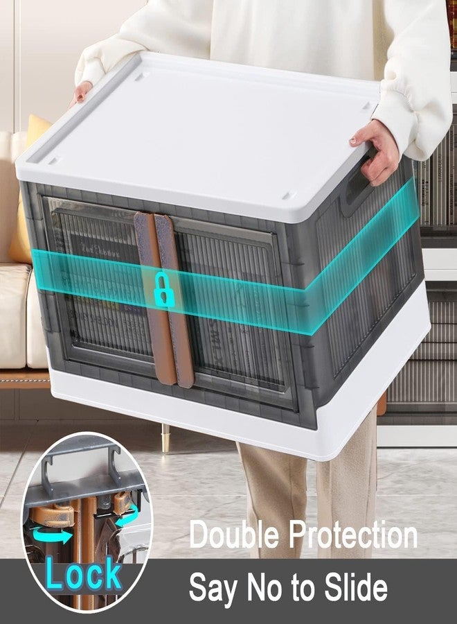 OLMARTT KITCHENWARE Collapsible Stackable Storage Bins, Folding Storage Box, Containers for Organizing with Double Doors & Secure Buckle for Home, Office, Bedroom, Kids Room, Kitchen,(1 Layer) - Image 3