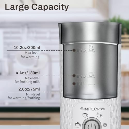 SIMPLETASTE Milk Frother, 4-in-1 Electric Milk Steamer, Automatic Warm and Cold Foam Maker and Milk Warmer for Latte, Cappuccinos, Macchiato - Image 4
