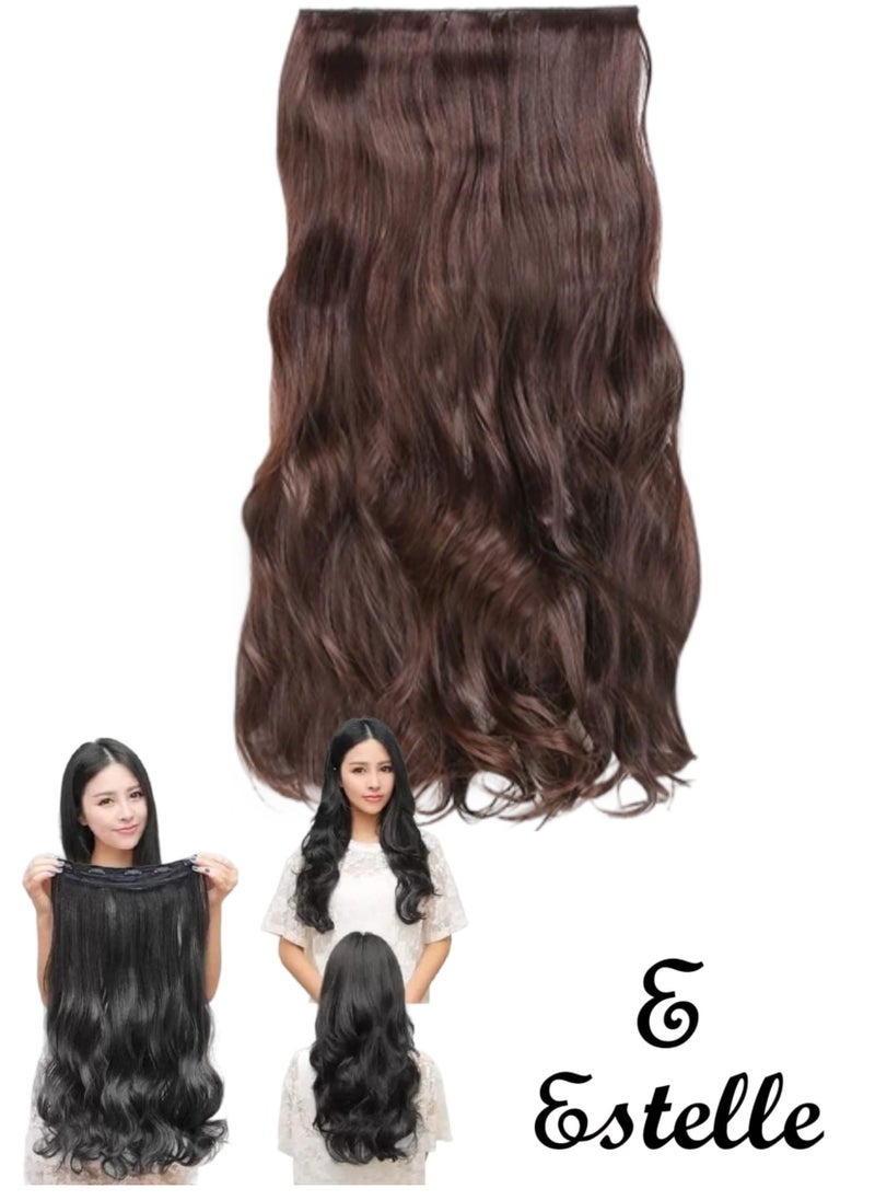 Estelle Full Head One Piece Long Straight and Body Wave Hair Extension with 5 Clips Suitable for Women and Girls (Body Wave No 2M33)  - Image 1