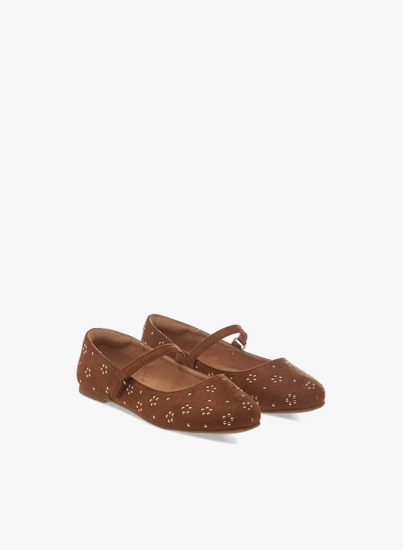 Girls Embellished Ballerina Shoes with Hook and Loop Closure