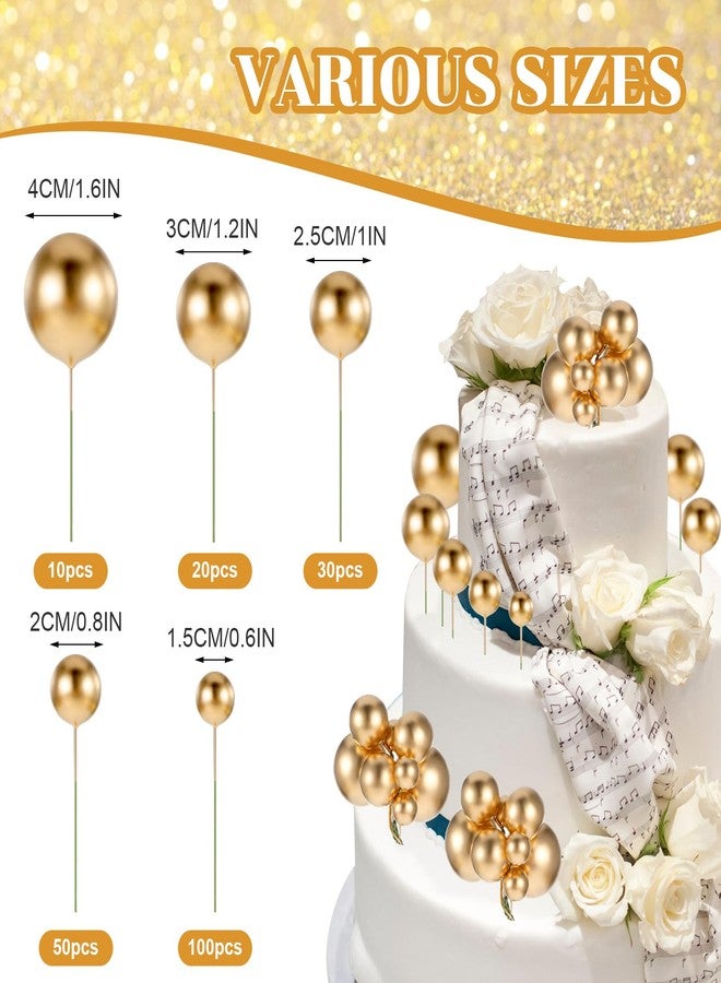 Tobeelec 210 Pcs Gold Mini Balloon Cake Topper, DIY Decorate Your Own Birthday Cake, Suitable for Birthday, Party, Wedding, Anniversary, Baby Birth Cake Topper - Image 3