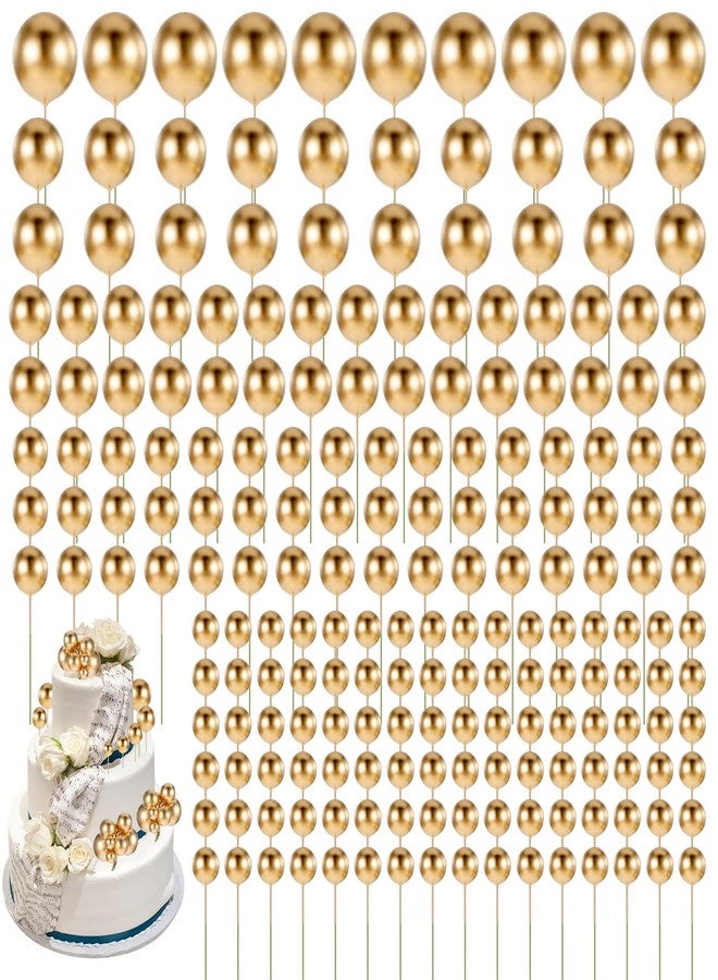 Tobeelec 210 Pcs Gold Mini Balloon Cake Topper, DIY Decorate Your Own Birthday Cake, Suitable for Birthday, Party, Wedding, Anniversary, Baby Birth Cake Topper - Image 1