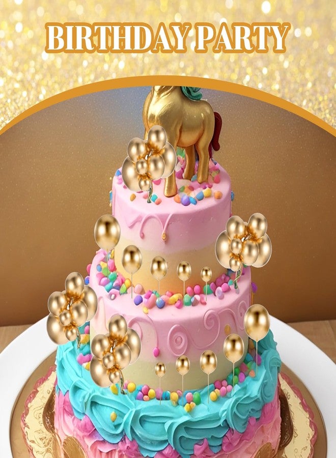 Tobeelec 210 Pcs Gold Mini Balloon Cake Topper, DIY Decorate Your Own Birthday Cake, Suitable for Birthday, Party, Wedding, Anniversary, Baby Birth Cake Topper - Image 5