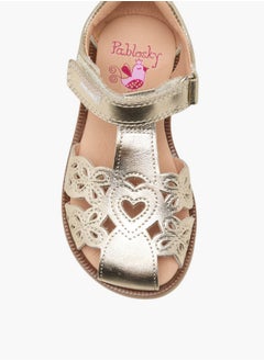 Pablosky Girls Cutout Detail Strap Sandals with Hook and Loop Closure  - Image 2